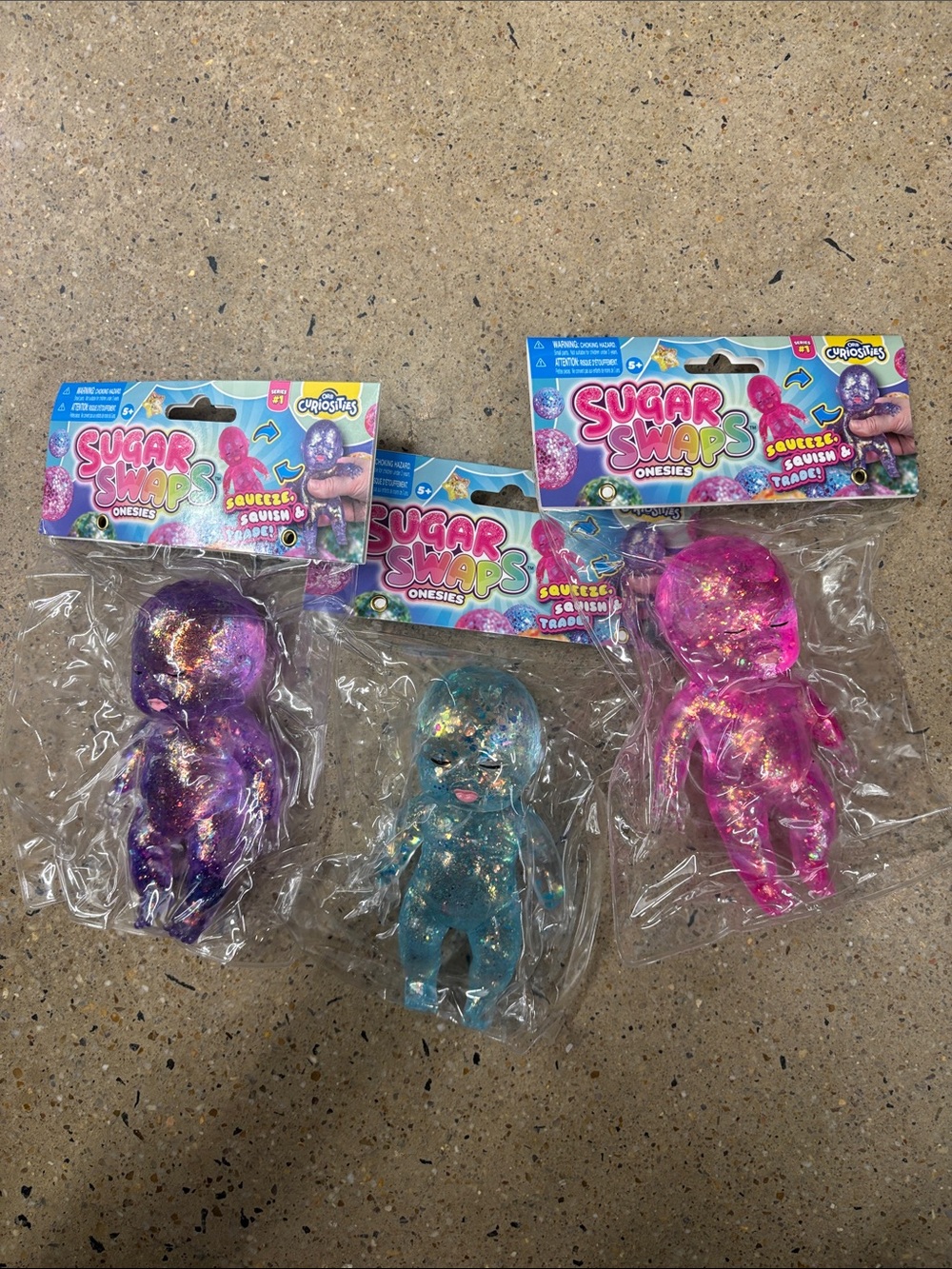 NEW 3 Sugar Swaps Baby Squishy Giant Baby Squeeze Toy In Pink, Blue & Purple 5in